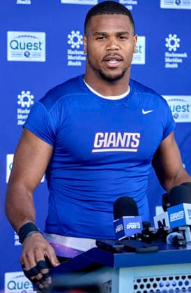 New York Giants linebacker Abdul Carter (3) address media during organized team activities at the Quest Diagnostics Training Center in East Rutherford, New Jersey on Friday, May 29, 2026. CSM East Rutherford United States - ZUMAc04_ 20260529_zma_c04_030 Copyright: xDuncanxWilliamsx