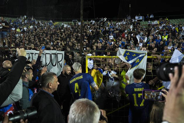 Bosnia and Herzegovina v North Macedonia - Friendlies SARAJEVO, BOSNIA AND HERZEGOVINA - MAY 29: Bosnia and Herzegovina team greet the crowd at athe end of the International Friendly, Länderspiel, Nationalmannschaft football match between Bosnia and Herzegovina and North Macedonia at the Asim Ferhatovic Hase Stadium in Sarajevo, Bosnia and Herzegovina, on May 29, 2026. Samir Jordamovic Anadolu Sarajevo Bosnia and Herzegovina. Editorial use only. Please get in touch for any other usage.  Copyright: x2026xAnadoluxSamirxJordamovicx