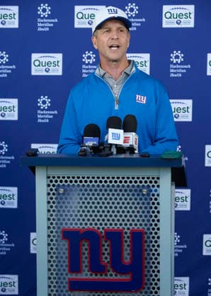 New York Giants head coach John Harbaugh address media during organized team activities at the Quest Diagnostics Training Center in East Rutherford, New Jersey on Friday, May 29, 2026. CSM East Rutherford United States - ZUMAc04_ 20260529_zma_c04_033 Copyright: xDuncanxWilliamsx