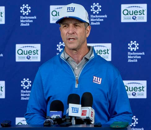 New York Giants head coach John Harbaugh address media during organized team activities at the Quest Diagnostics Training Center in East Rutherford, New Jersey on Friday, May 29, 2026. CSM East Rutherford United States - ZUMAc04_ 20260529_zma_c04_040 Copyright: xDuncanxWilliamsx