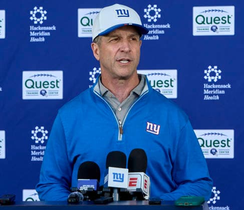 New York Giants head coach John Harbaugh address media during organized team activities at the Quest Diagnostics Training Center in East Rutherford, New Jersey on Friday, May 29, 2026. CSM East Rutherford United States - ZUMAc04_ 20260529_zma_c04_038 Copyright: xDuncanxWilliamsx
