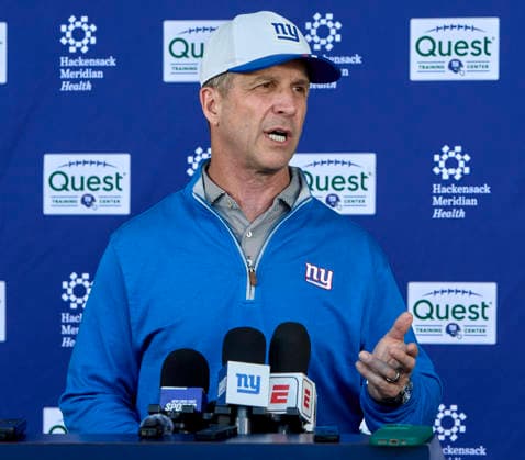 New York Giants head coach John Harbaugh address media during organized team activities at the Quest Diagnostics Training Center in East Rutherford, New Jersey on Friday, May 29, 2026. CSM East Rutherford United States - ZUMAc04_ 20260529_zma_c04_043 Copyright: xDuncanxWilliamsx