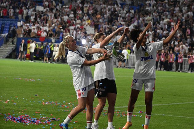 Football : OL Lyonnes vs Paris FC- final French Ligue Arkema - 29 05 2026 Players of OL Lyonnes celbrates after winner the champions ligue Arkema at the Final French Ligue Arkema match between OL Lyonnes and Paris FC at the Groupama stadium Lyon ,on May 29 2026 LYONFrance  Copyright: xMouradxAllilix