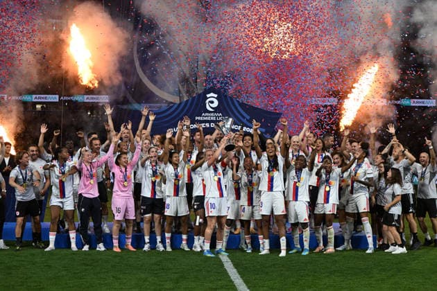 Football : OL Lyonnes vs Paris FC- final French Ligue Arkema - 29 05 2026 Players of OL Lyonnes celbrates after winner the champions ligue Arkema at the Final French Ligue Arkema match between OL Lyonnes and Paris FC at the Groupama stadium Lyon ,on May 29 2026 LYONFrance  Copyright: xMouradxAllilix