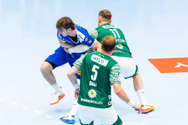 29 05 2026, GER, Handball, Men, Season 25 26, Daikin 1 Bl, 30 Matchday, ThSV Eisenach Fuechse Berlin Lasse Bredekjaer Andersson Fuechse Berlin , Stephan Seitz ThSV Eisenach,44 99817 Eisenach Werner Assmann Halle Am Sportp Thueringen Germany