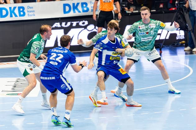 29 05 2026, GER, Handball, Men, Season 25 26, Daikin 1 Bl, 30 Matchday, ThSV Eisenach Fuechse Berlin Max Darj Fuechse Berlin , Felix Aellen ThSV Eisenach,22 , Stephan Seitz ThSV Eisenach,44 , Lasse Bredekjaer Andersson Fuechse Berlin 99817 Eisenach Werner Assmann Halle Am Sportp Thueringen Germany