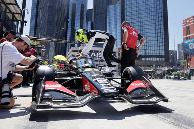 Mike Schumacher GER gets into his Honda 47, 1 free practice, Team Rahal Letterman Lanigan Racing, Detroit, Michigan, USA, 29 05 2026, Indycar Series, photographed by his content creator left