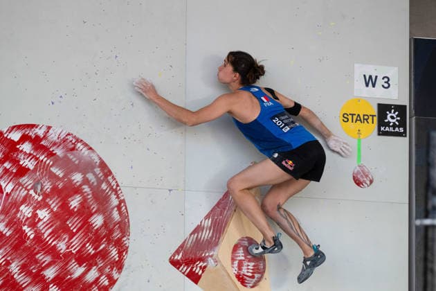 May 29, 2026, Madrid, Madrid, Spain: French climber ORIANE BERTONE in action during the women s Boulder finals at the World Climbing Series Comunidad de Madrid 2026 held in Alcobendas. Madrid Spain - ZUMAd308 20260529_zsp_d308_065 Copyright: xJuanxCarlosxLucasx