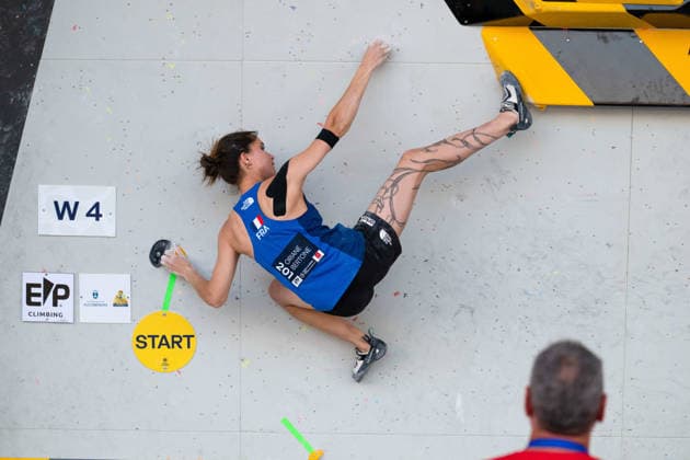 May 29, 2026, Madrid, Madrid, Spain: French climber ORIANE BERTONE in action during the women s Boulder finals at the World Climbing Series Comunidad de Madrid 2026 held in Alcobendas. Madrid Spain - ZUMAd308 20260529_zsp_d308_101 Copyright: xJuanxCarlosxLucasx