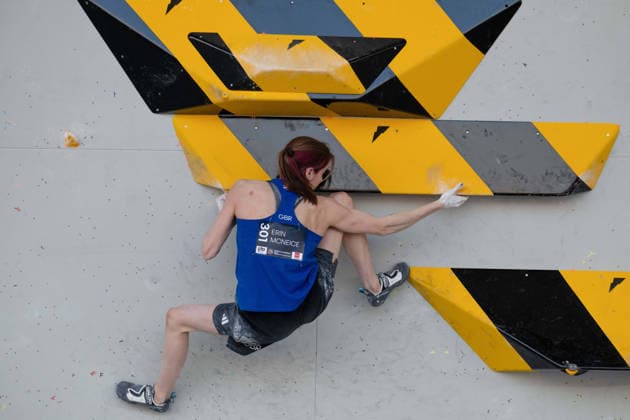 May 29, 2026, Madrid, Madrid, Spain: British climber ERIN MCNEICE in action during the women s Boulder finals at the World Climbing Series Comunidad de Madrid 2026 held in Alcobendas. Madrid Spain - ZUMAd308 20260529_zsp_d308_107 Copyright: xJuanxCarlosxLucasx