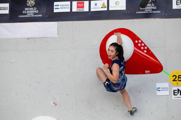 May 29, 2026, Madrid, Madrid, Spain: Japanese climber ANON MATSUFUJI in action during the women s Boulder finals at the World Climbing Series Comunidad de Madrid 2026 held in Alcobendas. Madrid Spain - ZUMAd308 20260529_zsp_d308_114 Copyright: xJuanxCarlosxLucasx