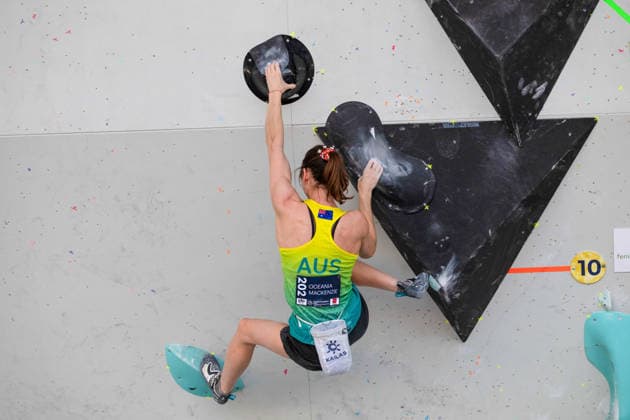 May 29, 2026, Madrid, Madrid, Spain: Australian climber OCEANIA MACKENZIE in action during the women s Boulder finals at the World Climbing Series Comunidad de Madrid 2026 held in Alcobendas. Madrid Spain - ZUMAd308 20260529_zsp_d308_126 Copyright: xJuanxCarlosxLucasx