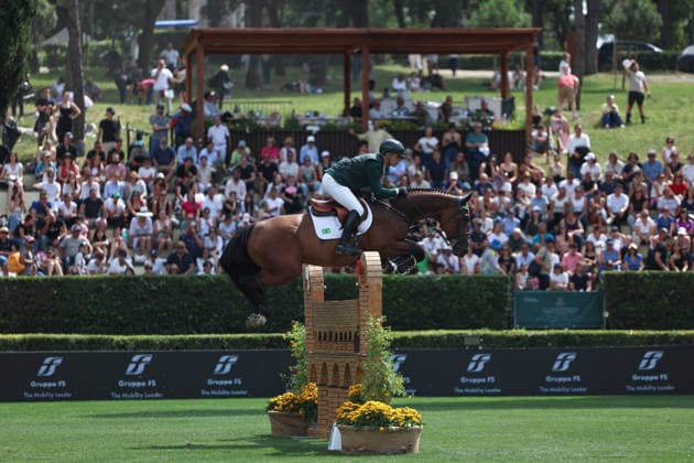 (260530) -- ROME, May 30, 2026 -- Rodrigo Pessoa of Brazil competes during the nations cup event of equestrian at the 2026 CSIO (Official International Show Jumping Competition) of Rome in Piazza di Siena of Rome, Italy, May 29, 2026. ) (SP)ITALY-ROME-EQUESTRIAN-2026 CSIO-NATIONS CUP WangxKaiyan 