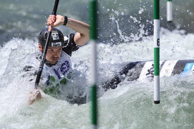 (260530) -- LJUBLJANA, May 30, 2026 -- Michal Pasiut of Poland competes during the men s kayak final at 2026 ICF Canoe Slalom World Cup Tacen in Ljubljana, Slovenia, May 29, 2026. (Photo by Xinhua) (SP)SLOVENIA-LJUBLJANA-CANOE SLALOM-ICF WORLD CUP TACEN-KAYAK ZeljkoxStevanic 