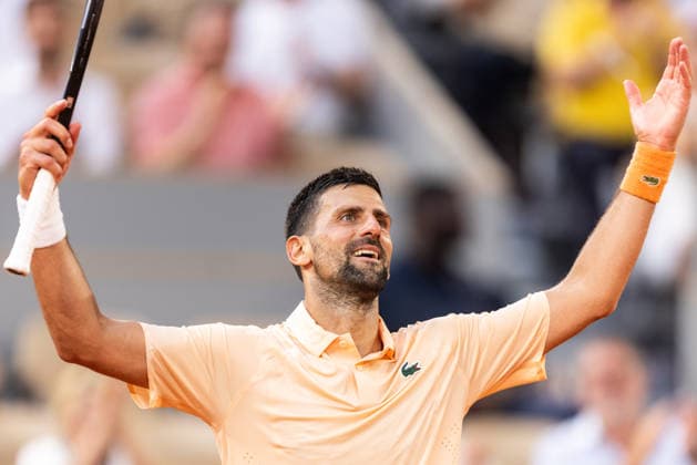 2026 French Open - Day Six Novak Djokovic reacts during his men s singles match against Joao Fonseca on day six of the French Open tennis tournament on Court Philippe Chatrier at the Roland-Garros Complex in Paris, France. Paris France  Copyright: xIbrahimxEzzatx originalFilename:ezzat-notitle260529_npSMO.jpg
