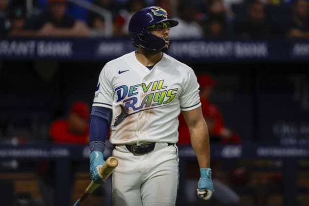 May 29, 2026, St. Petersburg, Florida, USA: Tampa Bay Rays second baseman Richie Palacios (1) strikes out in the fourth inning against the Los Angeles Angels on Friday, May 29, 2026 in St. Petersburg. St. Petersburg USA - ZUMAs70_ 20260529_zan_s70_006 Copyright: xLuisxSantanax