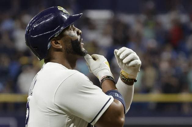 May 29, 2026, St. Petersburg, Florida, USA: Tampa Bay Rays designated hitter Yandy DoÂ­az (2) celebrates after his homer in the seventh inning against the Los Angeles Angels on Friday, May 29, 2026 in St. Petersburg. St. Petersburg USA - ZUMAs70_ 20260529_zan_s70_026 Copyright: xLuisxSantanax