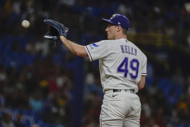 May 29, 2026, St. Petersburg, Florida, USA: Tampa Bay Rays pitcher Kevin Kelly (49) catches a ball on the mound in the game against the Los Angeles Angels on Friday, May 29, 2026 in St. Petersburg. St. Petersburg USA - ZUMAs70_ 20260529_zan_s70_027 Copyright: xLuisxSantanax
