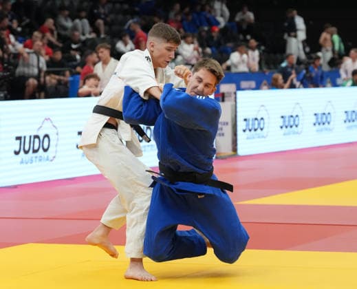 JUDO - EJU Junior European Cup GRAZ,AUSTRIA,30.MAY.26 - JUDO - EJU Junior European Cup. Image shows Christoph Gangl (AUT) vs Marko Vukoje (SRB).  GEPAxpictures xMichaelxRiedler