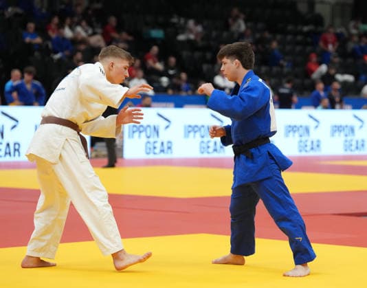 JUDO - EJU Junior European Cup GRAZ,AUSTRIA,30.MAY.26 - JUDO - EJU Junior European Cup. Image shows Martin Mihovilovic (AUT) vs Levente Raffay (HUN).  GEPAxpictures xMichaelxRiedler