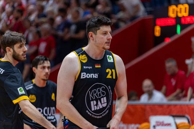 Nicolas Bretzel Bozic Estriche Knights Kirchheim, 21 GER, Giessen46ers vs Bozic Estriche Knights Kirchheim, BARMER 2 Basketball Bundesliga, Playoffs Semifinal Game 4, Season 2025 2026, 29 05 2026 GER, Giessen46ers vs Bozic Estriche Knights Kirchheim, BARMER 2 Basketball Bundesliga, Playoffs Semifinal Game 4, Season 2025 2026, 29 05 2026 Giessen Copyright: xEibner-Pressefoto NinaxSanderx EP_NSR