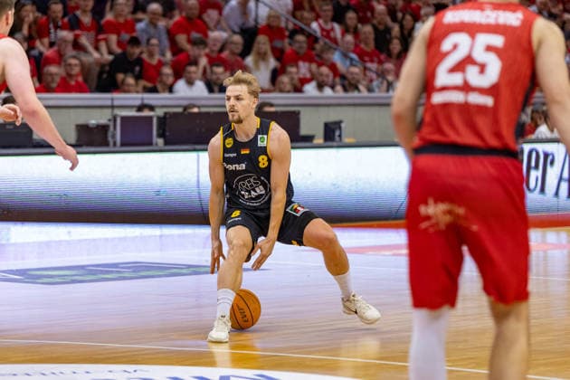 Lucas Mayer Bozic Estriche Knights Kirchheim, 08 GER, Giessen46ers vs Bozic Estriche Knights Kirchheim, BARMER 2 Basketball Bundesliga, Playoffs Semifinal Game 4, Season 2025 2026, 29 05 2026 GER, Giessen46ers vs Bozic Estriche Knights Kirchheim, BARMER 2 Basketball Bundesliga, Playoffs Semifinal Game 4, Season 2025 2026, 29 05 2026 Giessen Copyright: xEibner-Pressefoto NinaxSanderx EP_NSR