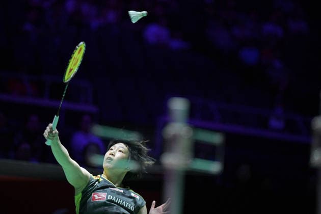 (260530) -- BADMINTON, May 30, 2026 -- Yamaguchi Akane hits a return during the women s singles semifinal between Wang Zhiyi of China and Yamaguchi Akane of Japan at the Singapore Badminton Open 2026 in Singapore on May 30, 2026. (Photo by Xinhua) (SP)SINGAPORE-BADMINTON-SINGAPORE OPEN-WOMEN S SINGLES ThenxChihxWey 
