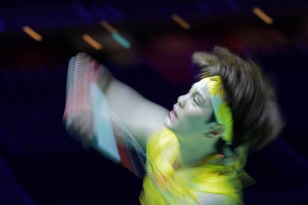 (260530) -- BADMINTON, May 30, 2026 -- Wang Zhiyi hits a return during the women s singles semifinal between Wang Zhiyi of China and Yamaguchi Akane of Japan at the Singapore Badminton Open 2026 in Singapore on May 30, 2026. (Photo by Xinhua) (SP)SINGAPORE-BADMINTON-SINGAPORE OPEN-WOMEN S SINGLES ThenxChihxWey 