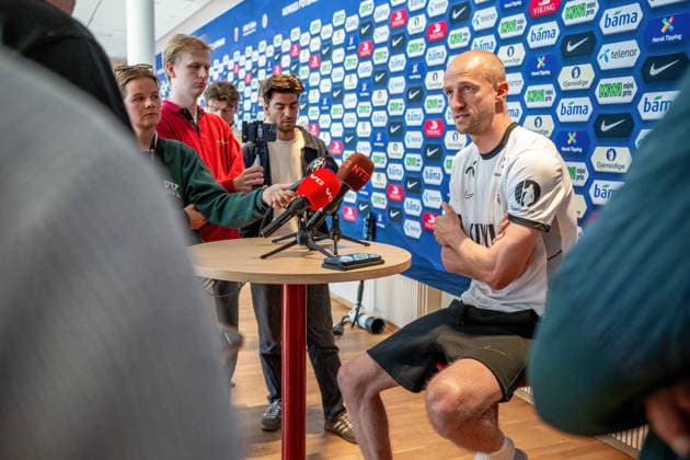 260530 Brede Hangeland, player manager of the Norwegian national football team, during a press event on May 30, 2026 in Oslo Photo Vegard Grott BILDBYRAN kod VG VG0930 bbeng fotball football soccer fotboll fifa world cup vm fotball vm norge norway press event pressetreff precamp pre camp  Copyright: VEGARDxGRoTT BB260530VG001
