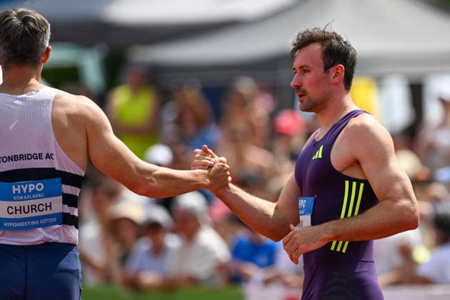ATHLETICS - Hypomeeting Goetzis 2026 GOETZIS,AUSTRIA,30.MAY.26 - ATHLETICS - World Athletics Combined Events Tour, Hypomeeting, decathlon, 100m. Image shows Lewis Church (GBR) and Niklas Kaul (GER).  GEPAxpictures xOliverxLerch