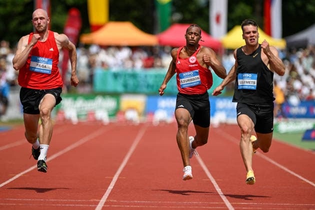 ATHLETICS - Hypomeeting Goetzis 2026 GOETZIS,AUSTRIA,30.MAY.26 - ATHLETICS - World Athletics Combined Events Tour, Hypomeeting, decathlon, 100m. Image shows Karel Tilga (EST), Fred Isaac Fleurisson (GER) and Risto Lillemets (EST).  GEPAxpictures xOliverxLerch
