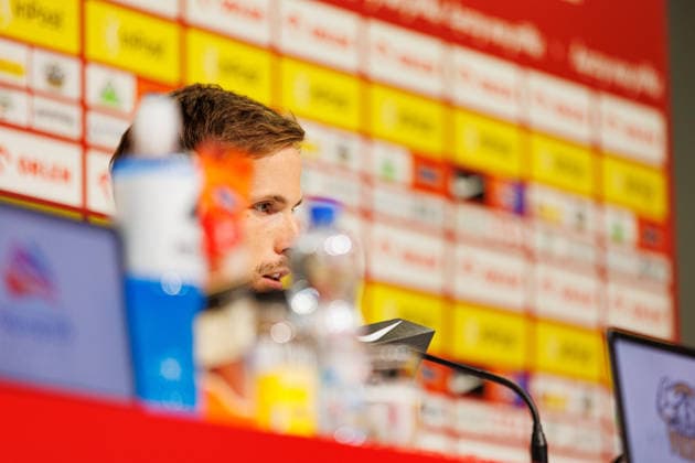 Tomasz Kedziora seen during Official press conference, PK, Pressekonferenz and training of Poland National football team before Friendly match game against Ukraine (Ernest Kolodziej Ball Raw Images) Wroclaw Tarczynski Arena Poland Copyright: xErnestxKolodziejx ernestkolodziej_poland_conference_2526_OL_5066