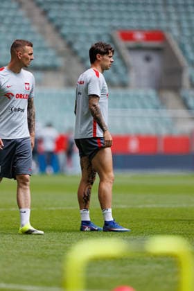 Nicola Zalewski seen during Official press conference, PK, Pressekonferenz and training of Poland National football team before Friendly match game against Ukraine (Ernest Kolodziej Ball Raw Images) Wroclaw Tarczynski Arena Poland Copyright: xErnestxKolodziejx ernestkolodziej_poland_conference_2526_OL_5132