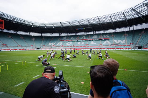 Players of Poland seen during Official press conference, PK, Pressekonferenz and training of Poland National football team before Friendly match game against Ukraine (Ernest Kolodziej Ball Raw Images) Wroclaw Tarczynski Arena Poland Copyright: xErnestxKolodziejx ernestkolodziej_poland_conference_2526_OL_5199