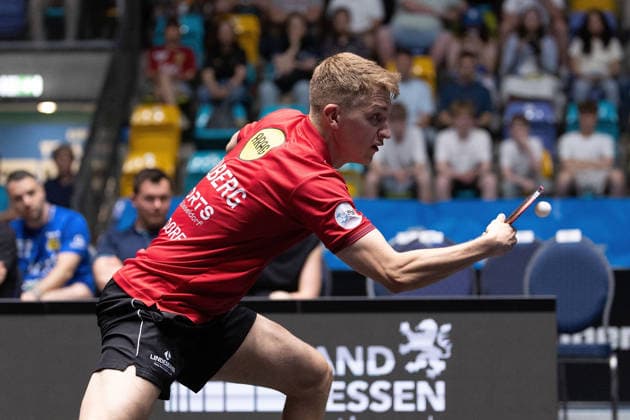 Anton Kaellberg SWE, Borussia Duesseldorf in action during the semifinal matches Borussia Düsseldorf TTC Schwalbe of the Liebherr TTBL Final4 at the Süwag Energie ARENA on May 30, 2026, in Frankfurt, Germany Copyright: JoaquimxFerreira