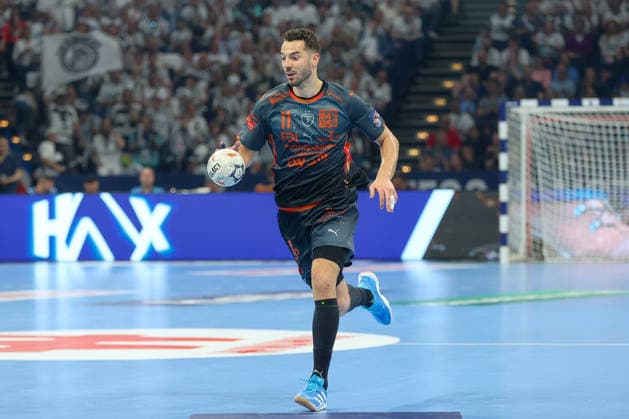 30 05 2026 ,xgox, Handball EHF European League semi-final Montpellier Handball THW Kiel emspor, v l Zvonimir Srna Montepellier, 11 on the ball, plays the ball Hamburg