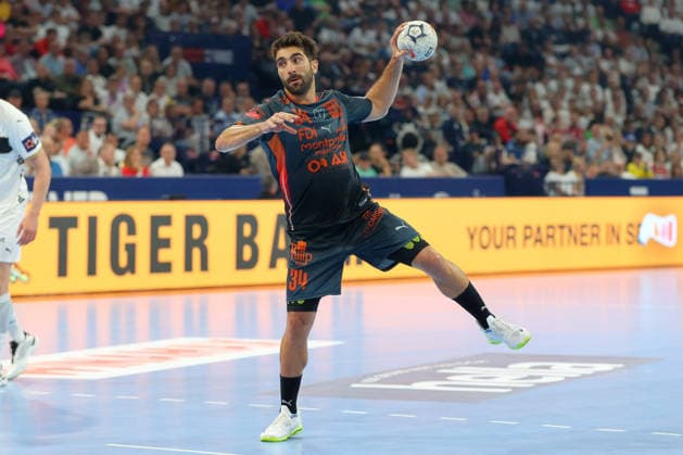 30 05 2026 ,xgox, Handball EHF European League semi-final Montpellier Handball THW Kiel emspor, v l David Balaguer Romeu Montepellier, 34 at seven-meter Hamburg