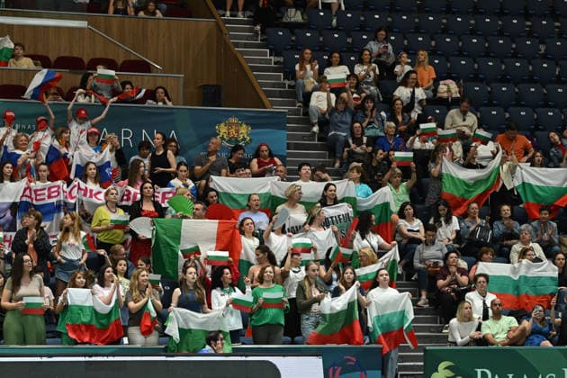 IPA85179929 - Bulgarian flags during European Championships in Rhythmic gymnastics, Rhythmische Sportgymnastik, RSG Gymnastics in Varna, Bulgaria, May 30 2026  Copyright: xFilippoxTomasi IPAxSportx xx 85179929