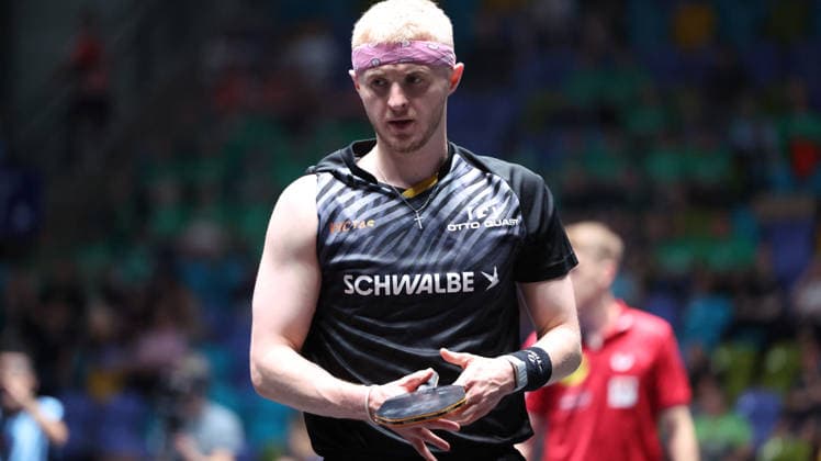 30 05 2026, xrekx, Tischtennis TTBL Final 4, Borussia Düsseldorf TTC Schwalbe Bergneustadt v l Romain Ruiz TTC Schwalbe Bergneustadt DFL DFB REGULATIONS PROHIBIT ANY USE OF PHOTOGRAPHS as IMAGE SEQUENCES and or QUASI VIDEO Frankfurt am Main