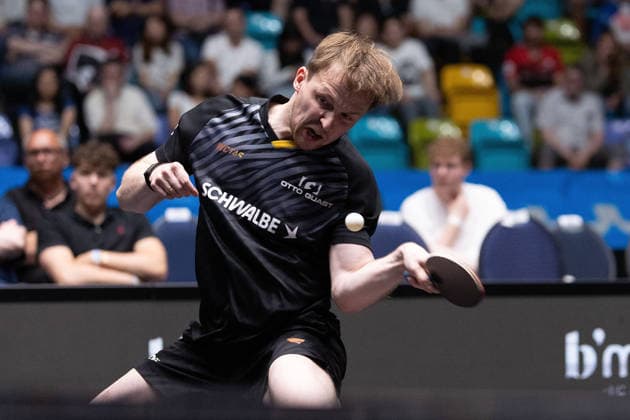 Benedikt Duda GER, TTC Schwalbe Bergneustadt in action during the semifinal matches Borussia Düsseldorf TTC Schwalbe of the Liebherr TTBL Final4 at the Süwag Energie ARENA on May 30, 2026, in Frankfurt, Germany Copyright: JoaquimxFerreira