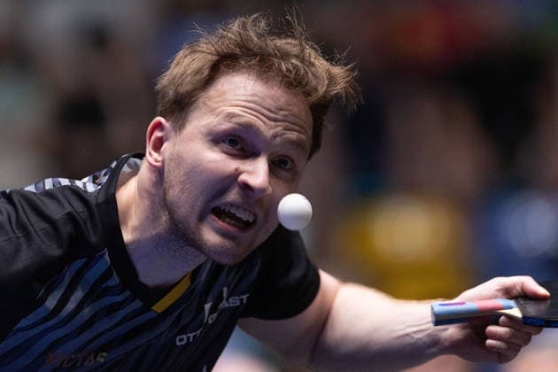 Benedikt Duda GER, TTC Schwalbe Bergneustadt serve during the semifinal matches Borussia Düsseldorf TTC Schwalbe of the Liebherr TTBL Final4 at the Süwag Energie ARENA on May 30, 2026, in Frankfurt, Germany Copyright: JoaquimxFerreira