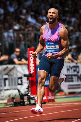 51 Hypomeeting, Goetzis AT , 30 05 2026 GOETZIS, SWITZERLAND MAY 30 Damian WARNER of Canada reacts after the 100 m of the mens decathlon at the 51 Hypomeeting, Goetzis AT on May 30, 2026 in Goetzis, Switzerland Copyright: xBEAUTIFULxSPORTS UlfxSchillerx