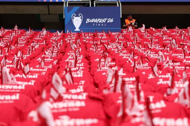 30.05.2026 - SOCCER - 2025-2026 UEFA Champions League final , Paris vs Arsenal Empty stands prepared ahead of kickoff Budapest Puskas Arena ,Budapest Puskas Arena Hungary