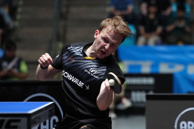 Benedikt Duda GER, TTC Schwalbe Bergneustadt in action during the semifinal matches Borussia Düsseldorf TTC Schwalbe of the Liebherr TTBL Final4 at the Süwag Energie ARENA on May 30, 2026, in Frankfurt, Germany Copyright: JoaquimxFerreira