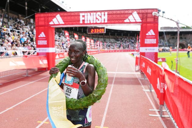 Rebeca Kangogo Chesir, Kenya, wins the Stockholm marathon, women, in Stockholm, Sweden, on Saturday, May 30, 2026 STOCKHOLM SWEDEN x10500x  Copyright: xMagnusxLejhall TTx STOCKHOLM MARATHON 2026