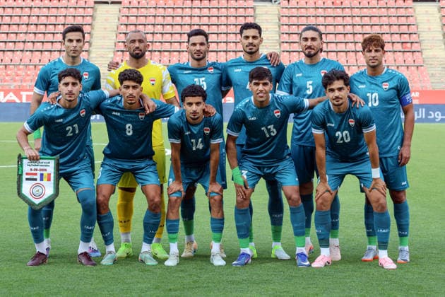 Spain - FIFA Friendly - Iraq vs Andorra - 29 05 2026 SPAIN, GIRONA, MAY 29. Players of Iraq 1st raw from L to R : Marko Hussein of Iraq, Ahmed Ahmed of Iraq, Zidane Iqbal of Iraq, Mustafa Al-Korji of Iraq, Aimar Sher of Iraq - 2nd raw from L to R : Ali Najatee of Iraq, Fahad Raheem of Iraq, Ahmed Al-Hajjaj of Iraq, Zaid Hantoosh of Iraq, Akam Rahman of Iraq, Mohanad Al-Shammari of Iraq pose for a team photo during the FIFA friendly football match between Iraq and Andorra on May 29, 2026 at Estadio Municipal de Montilivi in Girona, Spain. Photo by Manuel Blondeau AOP.PressSPAIN, GIRONA, MAY 29. XXXX during the FIFA friendly football match between Iraq and Andorra on May 29, 2026 at Estadio Municipal de Montilivi in Girona, Spain. Photo by Manuel Blondeau AOP.Press Girona Estadio Municipal de Montilivi Catalunya Spain Copyright: x ManuelxBlondeau AOP.Pressx AOP20260529-00083