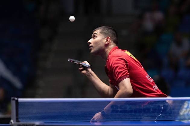 Kanak Jha GER,USA Borussia Duesseldorf in action during the semifinal matches Borussia Düsseldorf TTC Schwalbe of the Liebherr TTBL Final4 at the Süwag Energie ARENA on May 30, 2026, in Frankfurt, Germany Copyright: JoaquimxFerreira