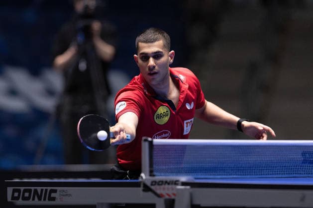 Kanak Jha GER,USA Borussia Duesseldorf in action during the semifinal matches Borussia Düsseldorf TTC Schwalbe of the Liebherr TTBL Final4 at the Süwag Energie ARENA on May 30, 2026, in Frankfurt, Germany Copyright: JoaquimxFerreira