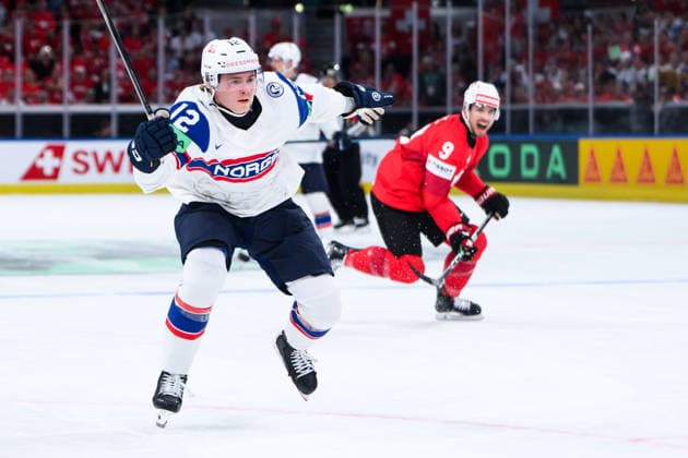260530 Noah Steen of Norway during the 2026 IIHF Ice Hockey World Championship semifinal match between Switzerland and Norway on May 30, 2026 in Zürich Photo Jesper Zerman BILDBYRAN kod JZ JZ0737 ishockey ice hockey ishockey vm 2026 vm 2026 iihf world championship semifinal semifinals switzerland schweiz norge norway bbeng norge norway  Copyright: JESPERxZERMAN BB260530JZ022