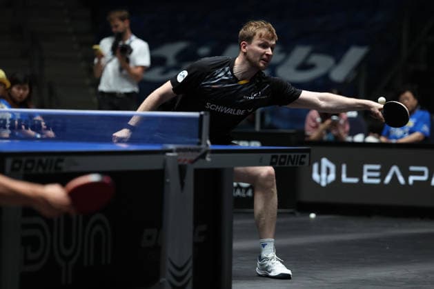 Benedikt Duda GER, TTC Schwalbe Bergneustadt in action during the semifinal matches Borussia Düsseldorf TTC Schwalbe of the Liebherr TTBL Final4 at the Süwag Energie ARENA on May 30, 2026, in Frankfurt, Germany Copyright: JoaquimxFerreira